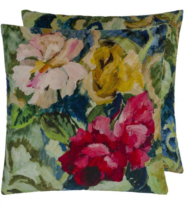 Green top floral cushions