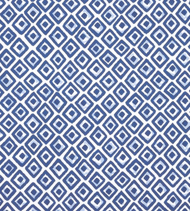 Indian Diamond Fabric by Thibaut Blue