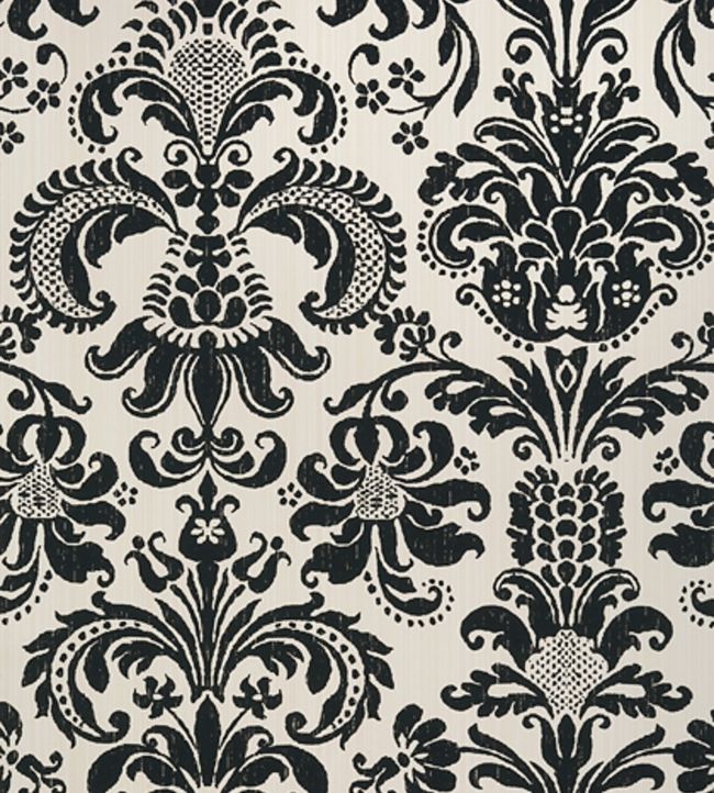 Ashley Wallpaper by Thibaut in Black/Cream | Jane Clayton Ashley Wallpaper by Thibaut in Black/Cream | Jane Clayton