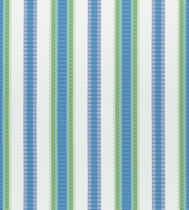 Samba Stripe Fabric by Thibaut Royal Blue and Green