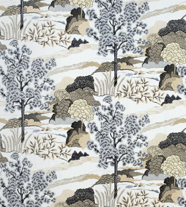 Daintree Embroidery Fabric by Thibaut in Grey Jane Clayton