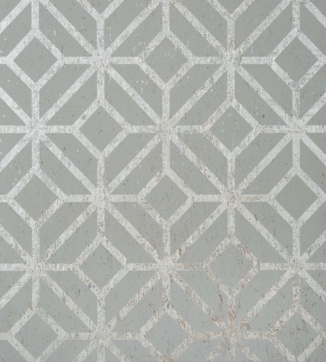 Mamora Trellis Cork Wallpaper by Thibaut in Grey on Metallic Silver | Jane  Clayton