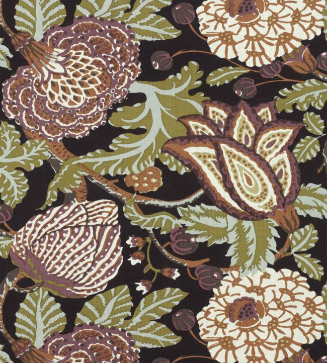 Mitford Fabric by Thibaut in Black and Plum Jane Clayton
