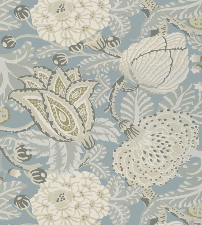 Mitford Wallpaper by Thibaut in Aqua Jane Clayton