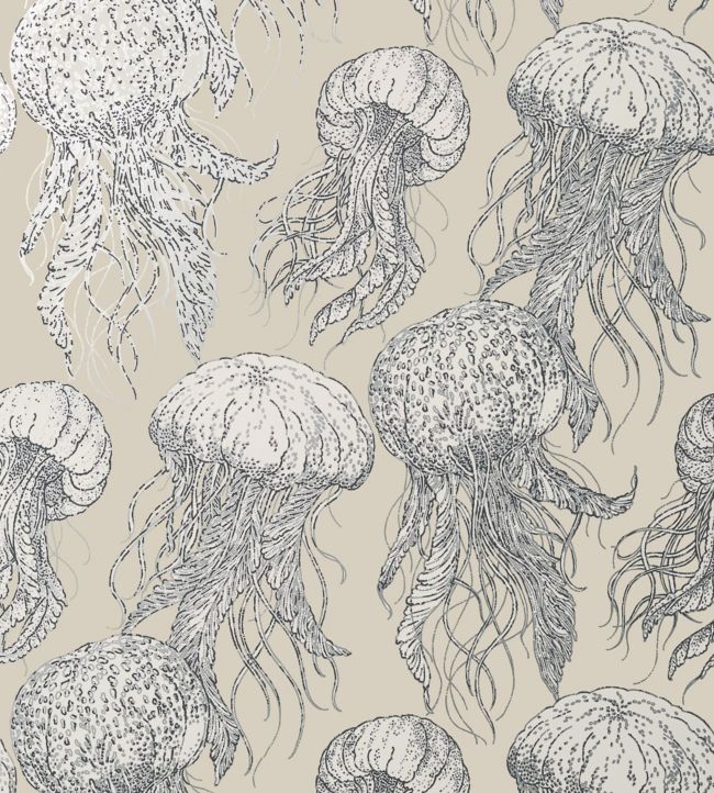 Jelly Fish Bloom Wallpaper by Thibaut Silver/Beige