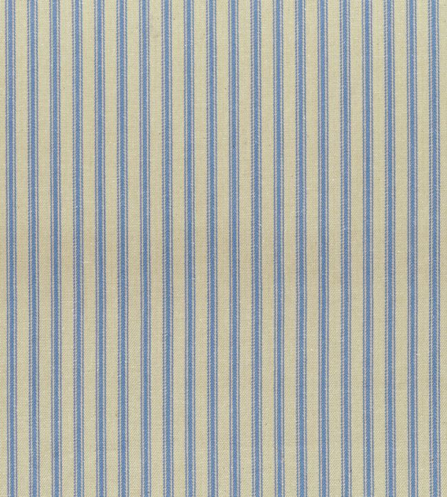Ticking Stripe 1 Rustic Fabric by Ian Mankin Petrol Blue