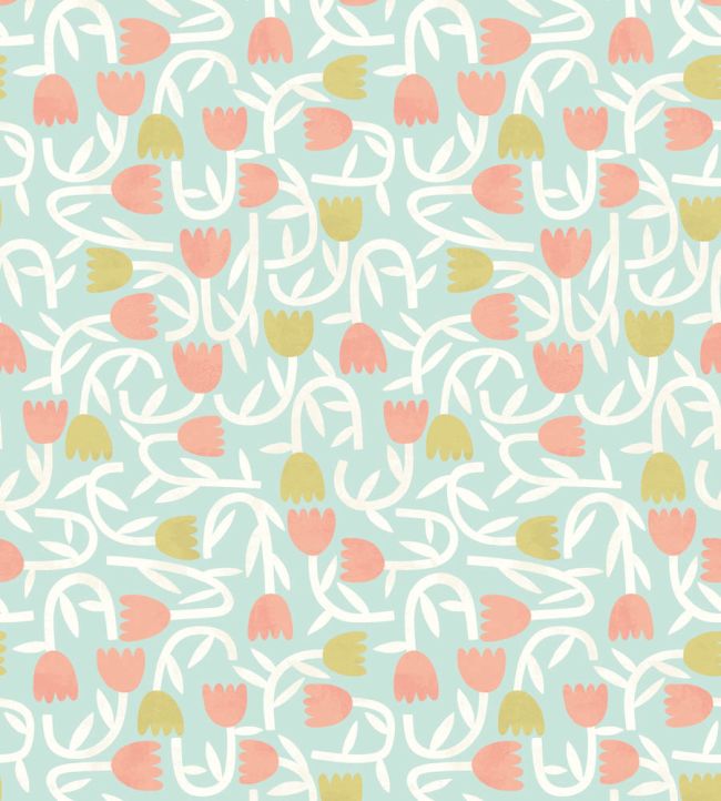 Tiny Tulip Wallpaper by Ohpopsi Duckegg Mix