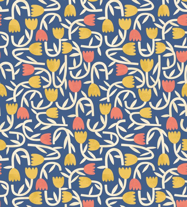 Tiny Tulip Wallpaper by Ohpopsi Indigo Mix
