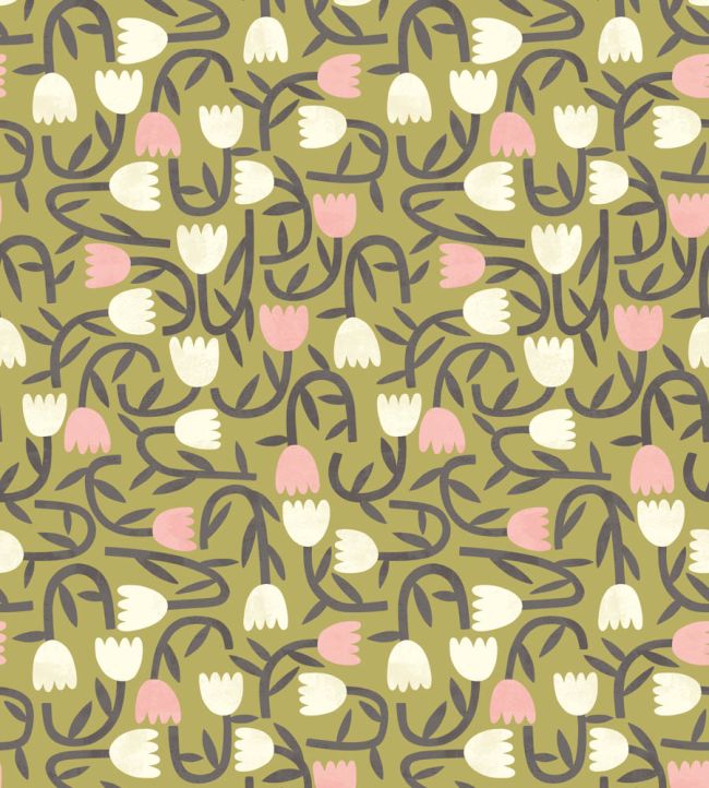 Tiny Tulip Wallpaper by Ohpopsi Olive Mix