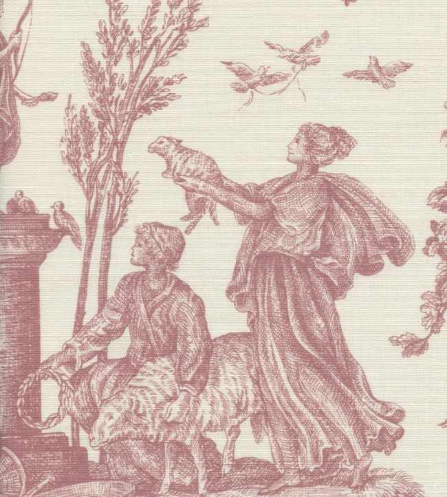 Toile Baptiste Fabric by Lewis & Wood Cerise