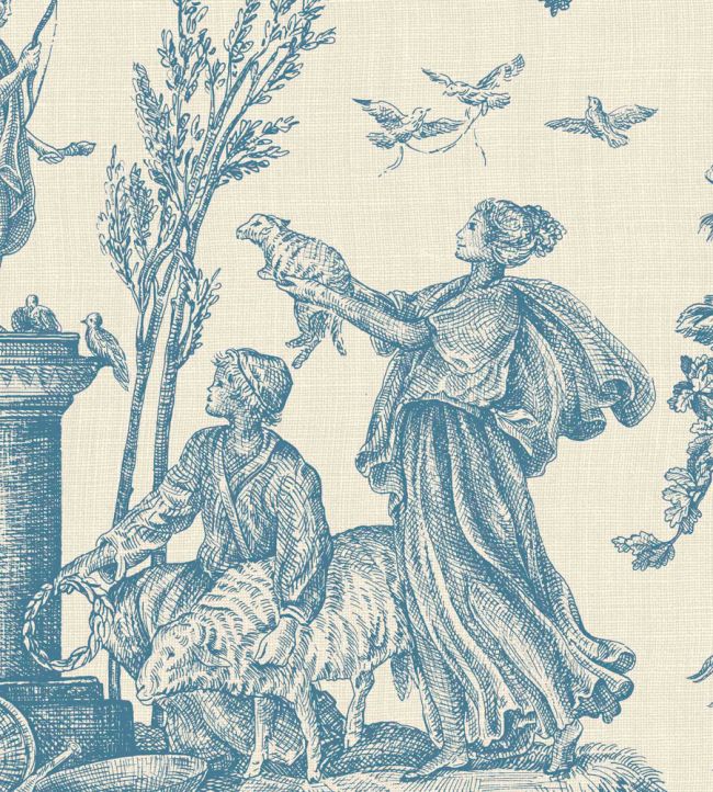 Toile Baptiste Wallpaper by Lewis & Wood Ciel