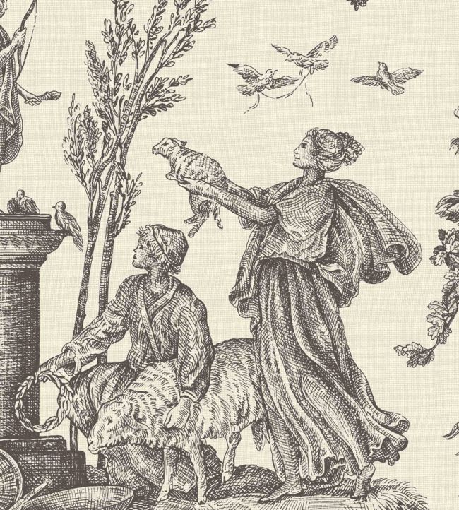 Toile Baptiste Wallpaper by Lewis & Wood Douce Noir