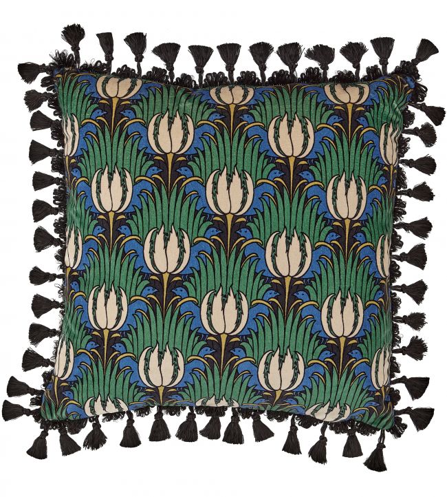 Tulip & Bird Cushion 50 x 50cm by Archive Goblin Green/Raven