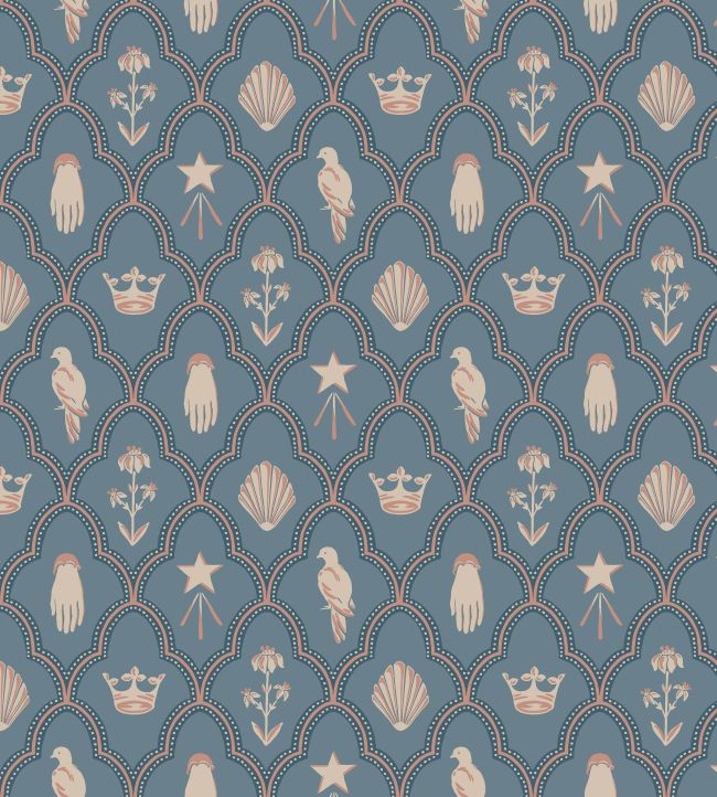 Turtledove Barn Wallpaper by Sandberg Indigo Blue