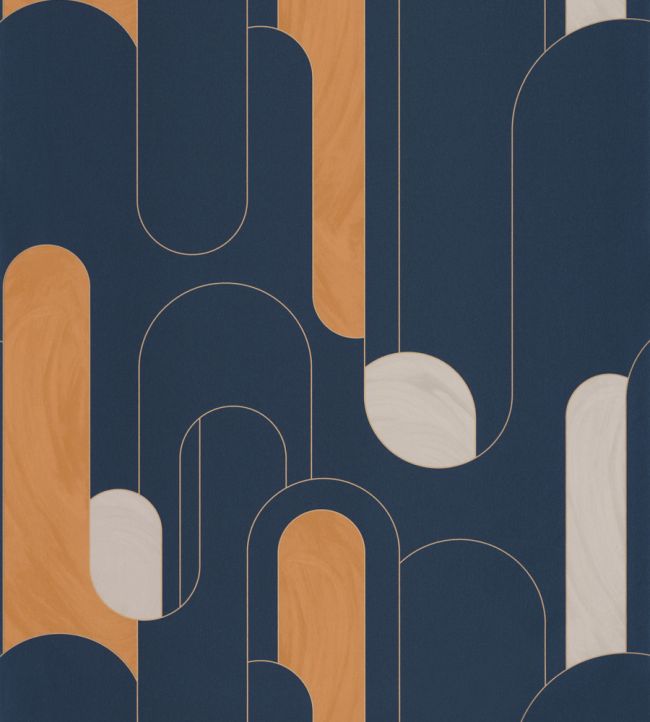 Up and Around Wallpaper by Caselio Bleu Minuit Dore