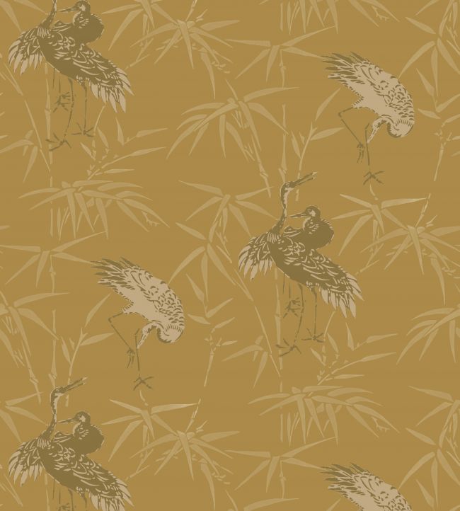 V&A Bamboo Garden Fabric by Arley House Ochre