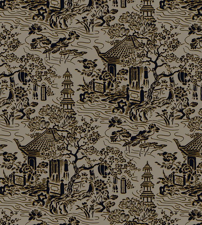 V&A Pagoda Fabric by Arley House Mocha