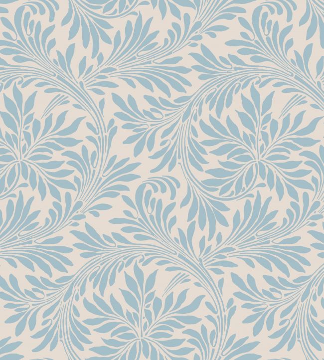 V&A Rolling Leaves Fabric by Arley House Duck Egg