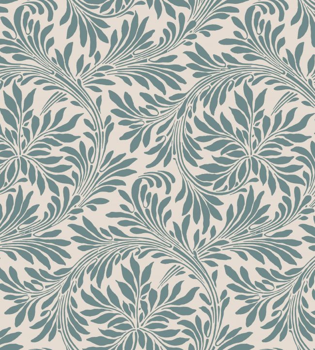 V&A Rolling Leaves Fabric by Arley House Sage Green