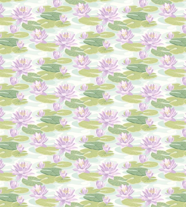 Waterlily Wallpaper by Ohpopsi Powder Blue & Lilac
