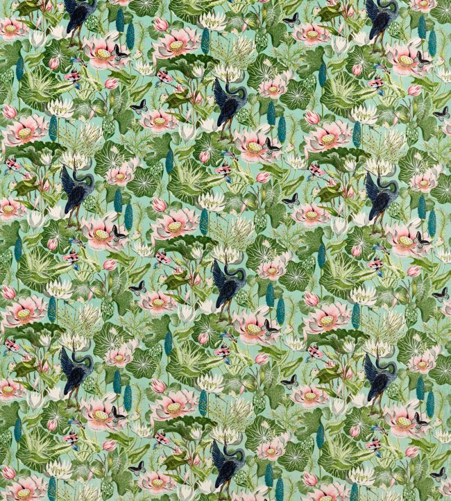 Waterlily Velvet Fabric by Clarke & Clarke Mineral