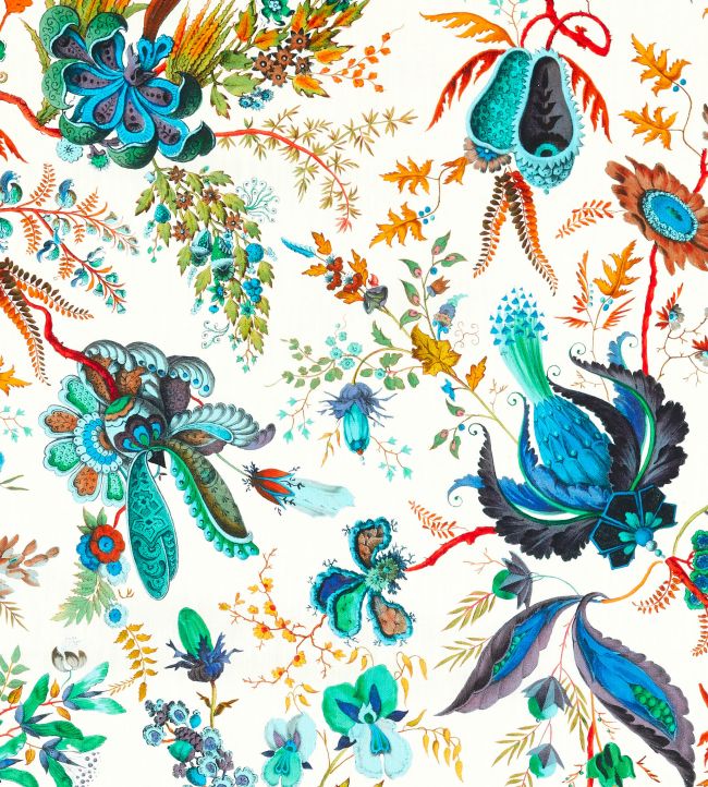 Wonderland Floral Fabric by Harlequin Lapis/Emerald/Carnelian