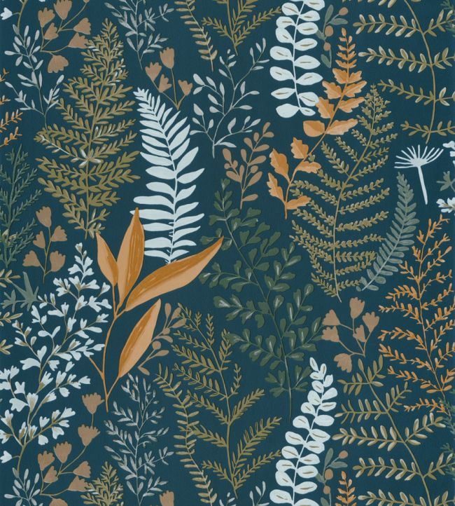 Woodland Wallpaper by Caselio Bleu Nuit Kaki