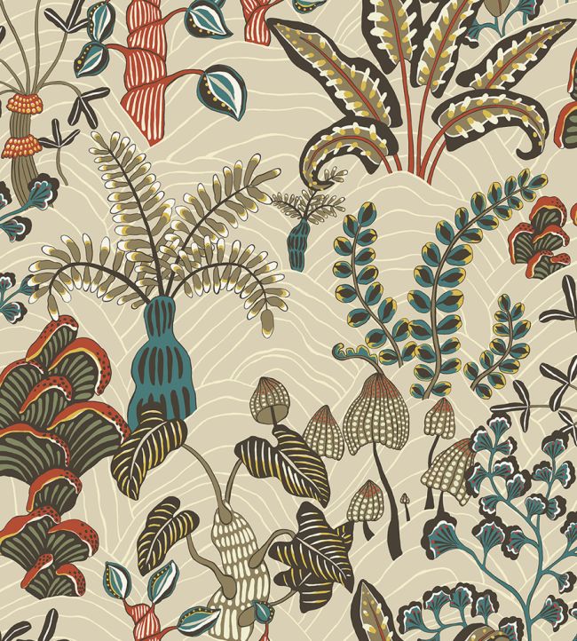 Woodland Floor Wallpaper by Josephine Munsey Stone and Teal