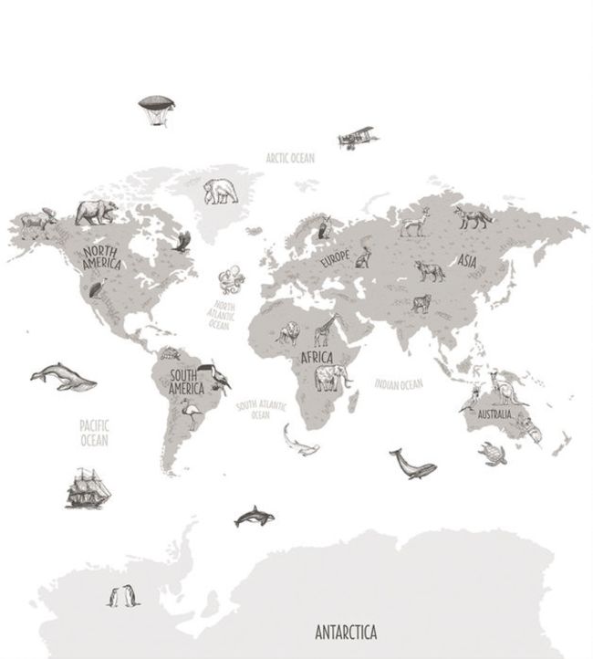 World Map Mural by Caselio Blanc