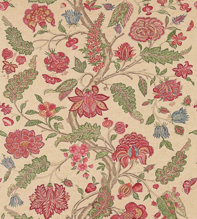 Kalamkari Fabric by Zoffany in Red/Green Jane Clayton