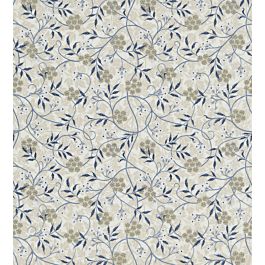 Jasmine Embroidery Fabric by Morris & Co in Ecru/Woad | Jane Clayton