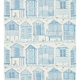 Beach Huts Wallpaper by Sanderson in Marine | Jane Clayton