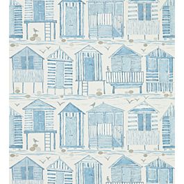 Beach Huts Wallpaper by Sanderson in Marine | Jane Clayton Beach Huts Wallpaper by Sanderson in Marine | Jane Clayton