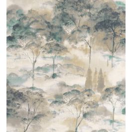 Sila Wallpaper in Beige Mastic / Bleu Paon by Casadeco | Jane Clayton