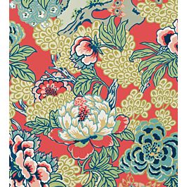 Honshu Wallpaper By Thibaut In Coral And Green Jane Clayton Honshu Wallpaper By Thibaut In Coral And Green Jane Clayton