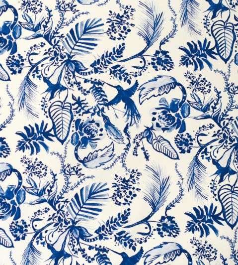 Hummingbird Fabric by Aldeco Dazzling Blue