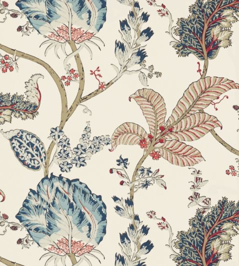 Kalamkari Vine Wallpaper by Anna French Blue and Red