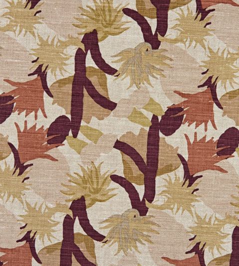Cactus Flower Fabric by Christopher Farr Cloth Wine