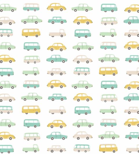 Vintage Cars Fabric by Casadeco Vert