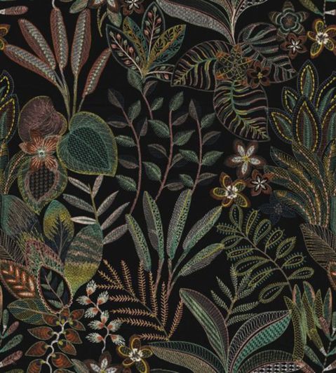 Tereshchenko Fabric by Casamance Noir De Lune / Bois De Rose