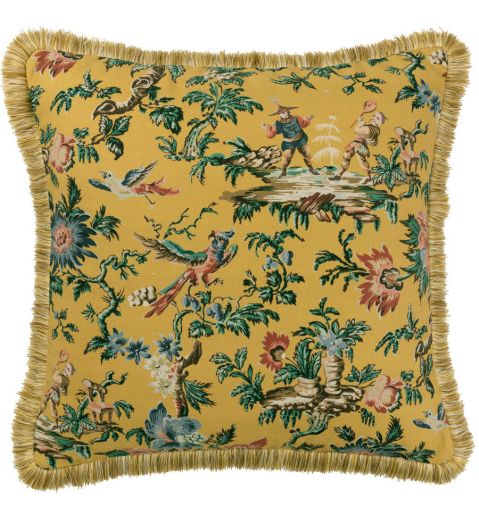 Chinese Garden Ready Made Cushions in Ochre by Warner House Jane Clayton