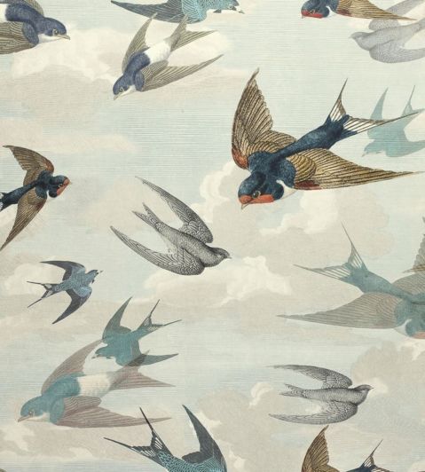 Chimney Swallows Wallpaper by Designers Guild Sky Blue