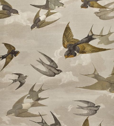 Chimney Swallows Wallpaper by Designers Guild Sepia