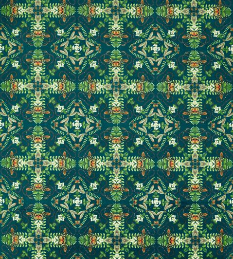 Emerald Forest Velvet Fabric by Clarke & Clarke Teal