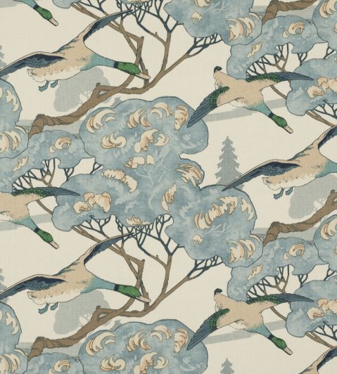 Flying Ducks Fabric by Mulberry Home Blue