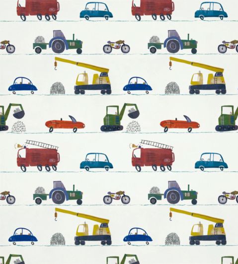Just Keep Trucking Wallpaper by Harlequin Tomato/Marine/Gecko