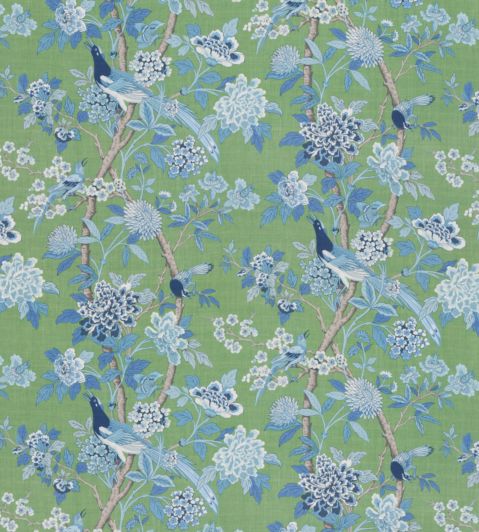 Hydrangea Bird Fabric by GP & J Baker Emerald Blue