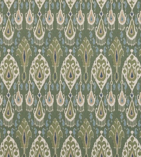 Ikat Bokhara Linen Fabric by GP & J Baker Emerald