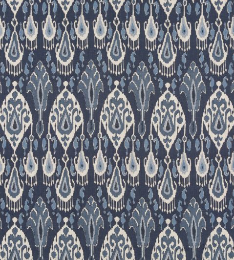 Ikat Bokhara Linen Fabric by GP & J Baker Indigo