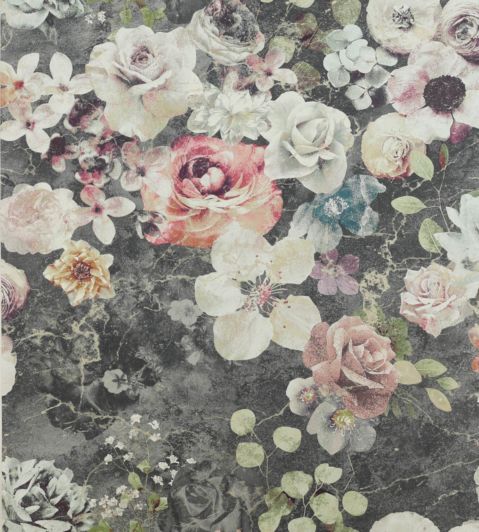 Marble Rose Wallpaper by Jane Churchill Charcoal